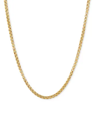 Rounded Box Link 22" Chain Necklace (2mm) Sterling Silver or 18k Gold-Plated Over