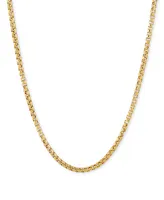 Rounded Box Link 22" Chain Necklace (2mm) Sterling Silver or 18k Gold-Plated Over