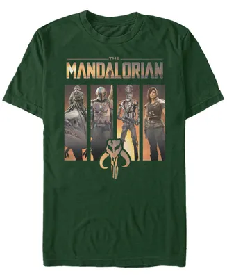 Men's Star Wars The Mandalorian Character Portrait Panels Short Sleeve T-Shirt