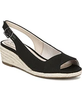 LifeStride Women's Socialite Peep Toe Slingback Espadrille Wedge Sandals