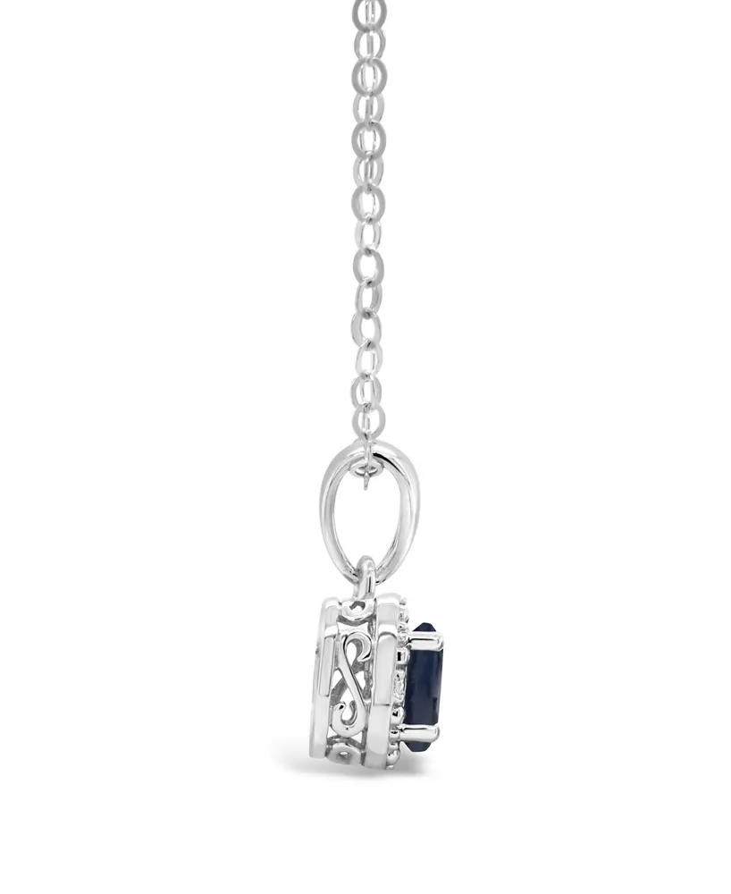 Sapphire (5/8 ct. t.w.) and Diamond Accent Pendant Necklace in Sterling Silver