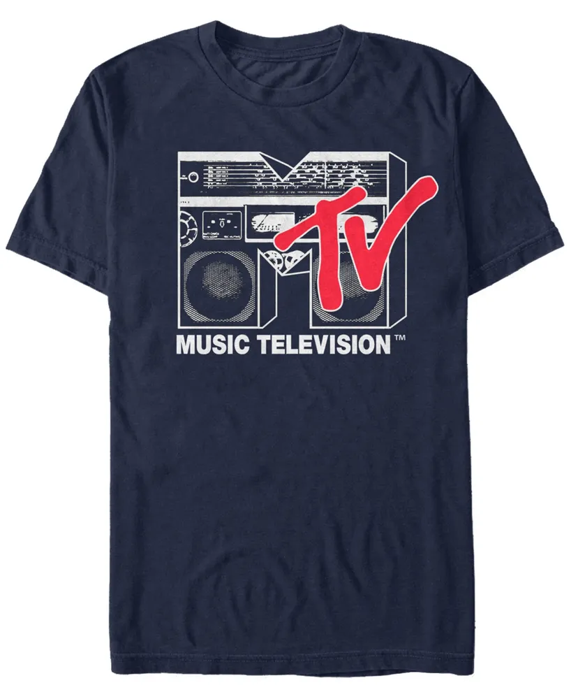 Fifth Sun Men's Logo 80's Style Black and White Boombox Short Sleeve T- shirt