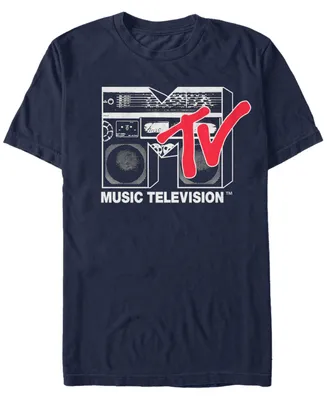 Fifth Sun Men's Logo 80's Style Black and White Boombox Short Sleeve T- shirt