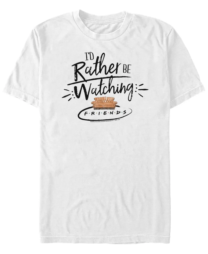 Fifth Sun Friends Men's I'D Rather Be Watching Text Short Sleeve T-Shirt