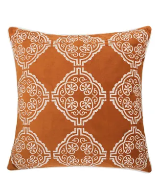 Homey Cozy Anna Embroidery Velvet Square Decorative Throw Pillow
