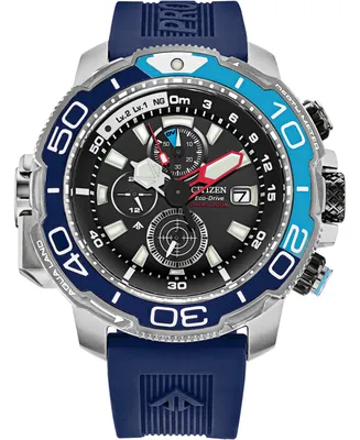 Citizen Eco-Drive Men's Chronograph Promaster Aqualand Blue Polyurethane Strap Watch 46mm