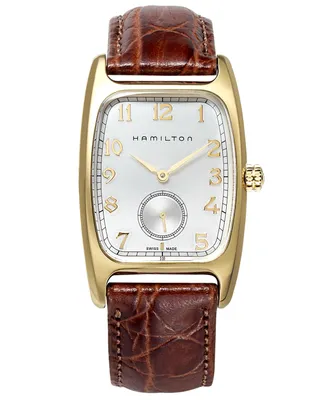 Hamilton Men's Swiss Boulton Brown Leather Strap Watch 27mm H13431553