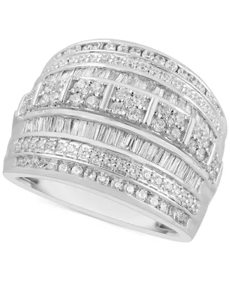 Diamond Wide Band Multi-Row Statement Ring (2 ct. t.w.) Sterling Silver