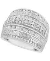 Diamond Wide Band Multi-Row Statement Ring (2 ct. t.w.) Sterling Silver