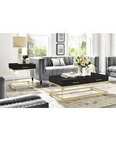 Inspired Home Casandra 2-Drawer High Gloss Coffee Table with Acrylic Legs and Metal Base