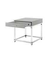 Inspired Home Casandra High Gloss End Table with Acrylic Legs and Metal Base