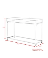 Inspired Home Casandra 2-Drawer High Gloss Console Table with Acrylic Legs and Metal Base