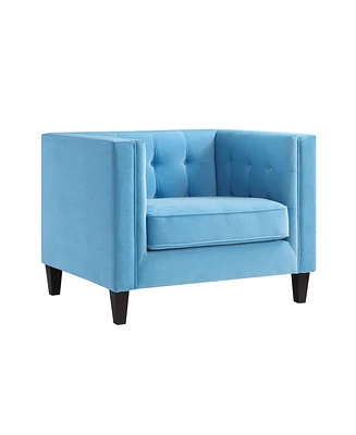 Inspired Home Lotte Velvet Button Tufted Square Club Chair