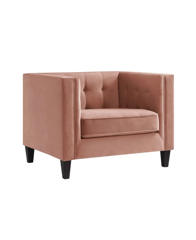 Inspired Home Lotte Velvet Button Tufted Square Club Chair