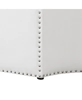 Nicole Miller Fiorella Upholstered Octagon Cocktail Ottoman with Nailhead Trim
