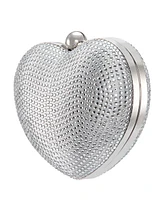 Nina Amorie Crystal Embellished Heart Minaudiere Clutch
