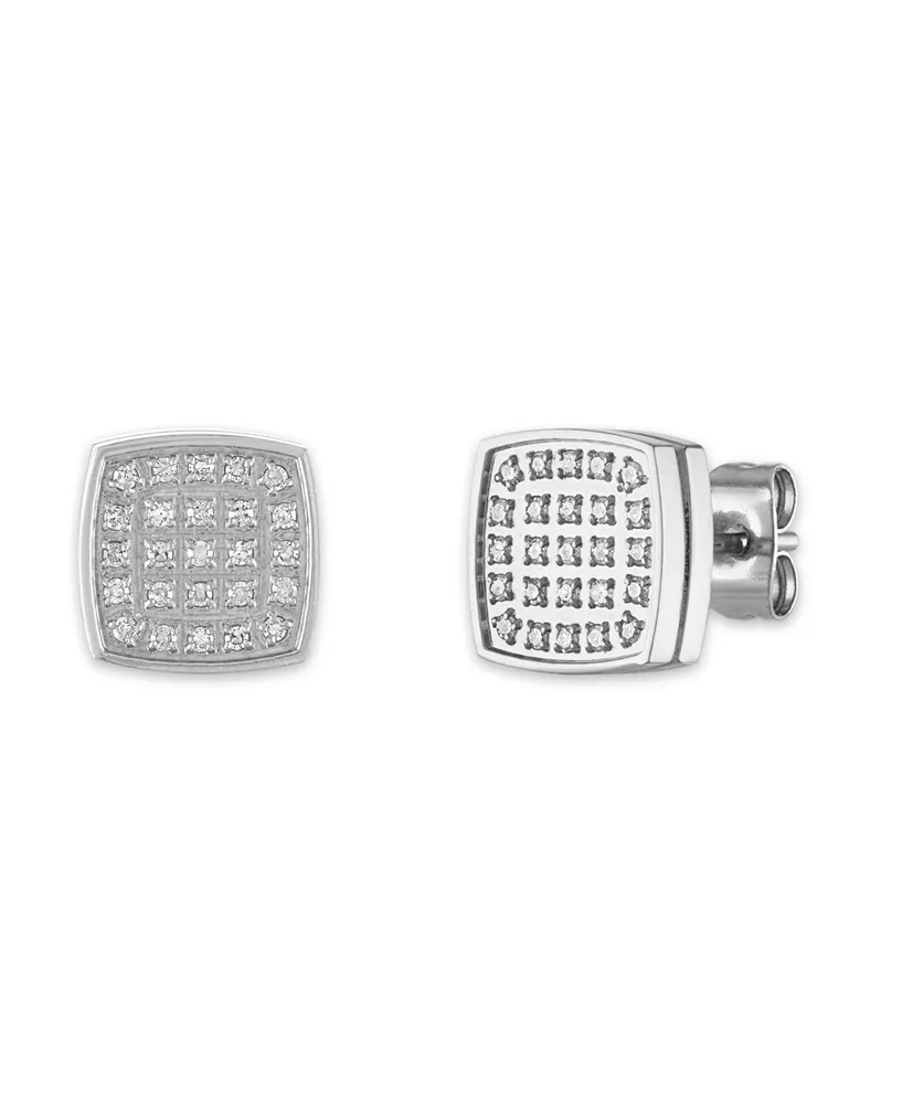 Men's 1/4 Carat Diamond Stud Earrings in Stainless Steel