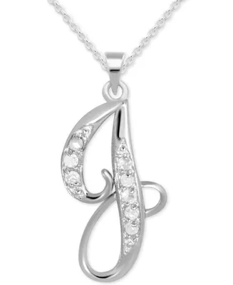 Diamond J Initial 18" Pendant Necklace (1/10 ct. t.w.) in Sterling Silver