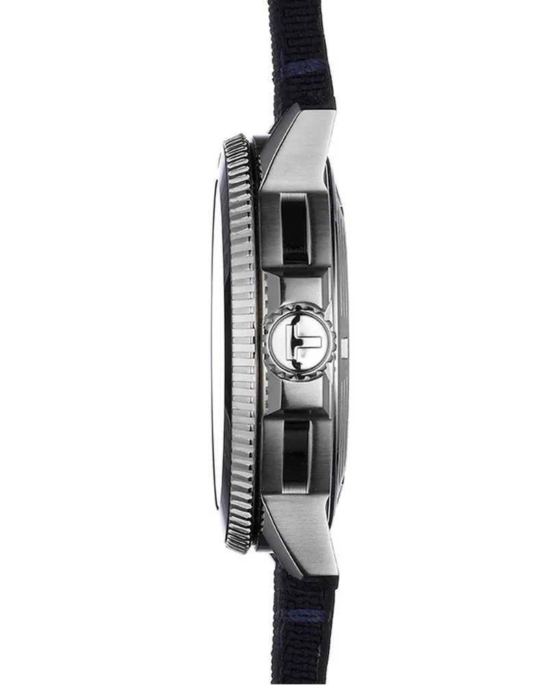 Tissot Men's Swiss Automatic T-Sport Seastar 1000 Powermatic 80 Silicium Blue Fabric Strap Diver Watch 43mm