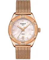 Tissot Women's Swiss Pr 100 Sport Chic T-Classic Rose Gold-Tone Stainless Steel Mesh Bracelet Watch 36mm