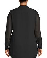 Anne Klein Plus Sheer-Sleeve Tunic