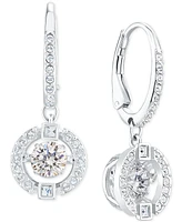 Swarovski Silver-Tone Caged Crystal Drop Earrings