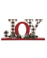 Glitzhome Christmas Plaid Joy Noel Table Decor Set of 2