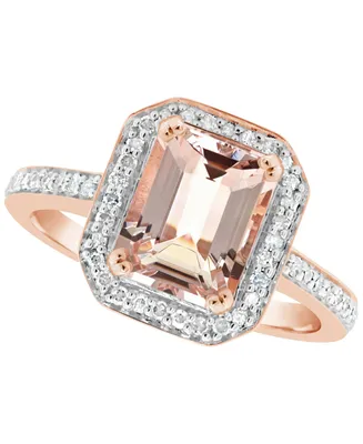 Morganite (2 ct. t.w.) and Diamond (1/4 Ring 14K Rose Gold-Plated Sterling Silver