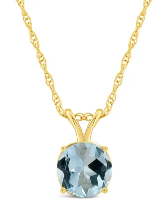 Aquamarine (1-1/4 ct. t.w.) Pendant Necklace in 14K Yellow Gold
