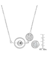 Steeltime Ladies Stainless Steel Circle and Bar Design Necklace Set, 2 Piece - Silver