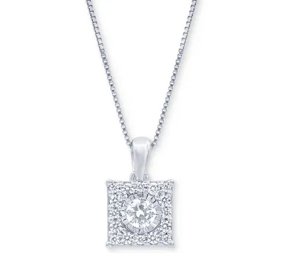 Diamond Square Halo 18" Pendant Necklace (1/3 ct. t.w.) 14k White, Yellow or Rose Gold