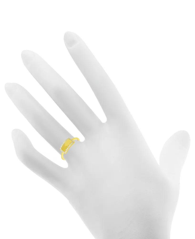 Essentials Crystal Bar Ring Gold-Plate