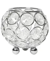 Elegant Designs Elipse Crystal Circular Bowl Candle Holder, Flower Vase