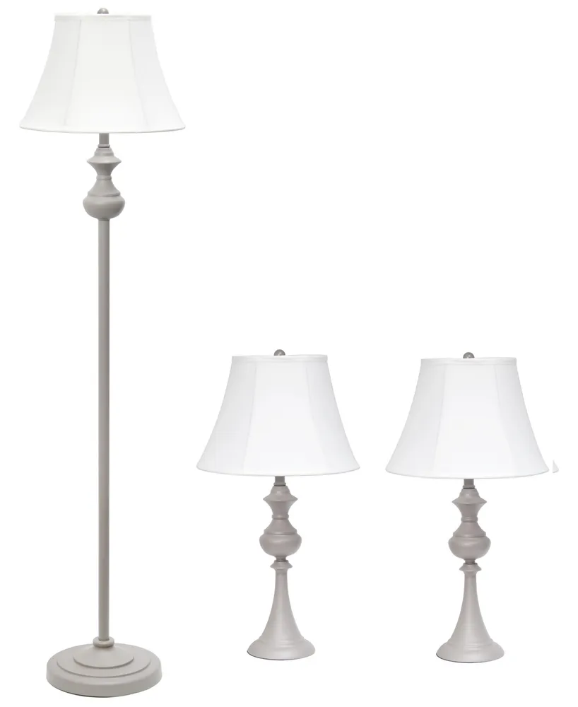 Elegant Designs Traditionally Crafted 3 Pack Lamp Set 2 Table Lamps, 1 Floor Lamp Shades