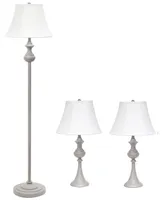 Elegant Designs Traditionally Crafted 3 Pack Lamp Set 2 Table Lamps, 1 Floor Lamp Shades