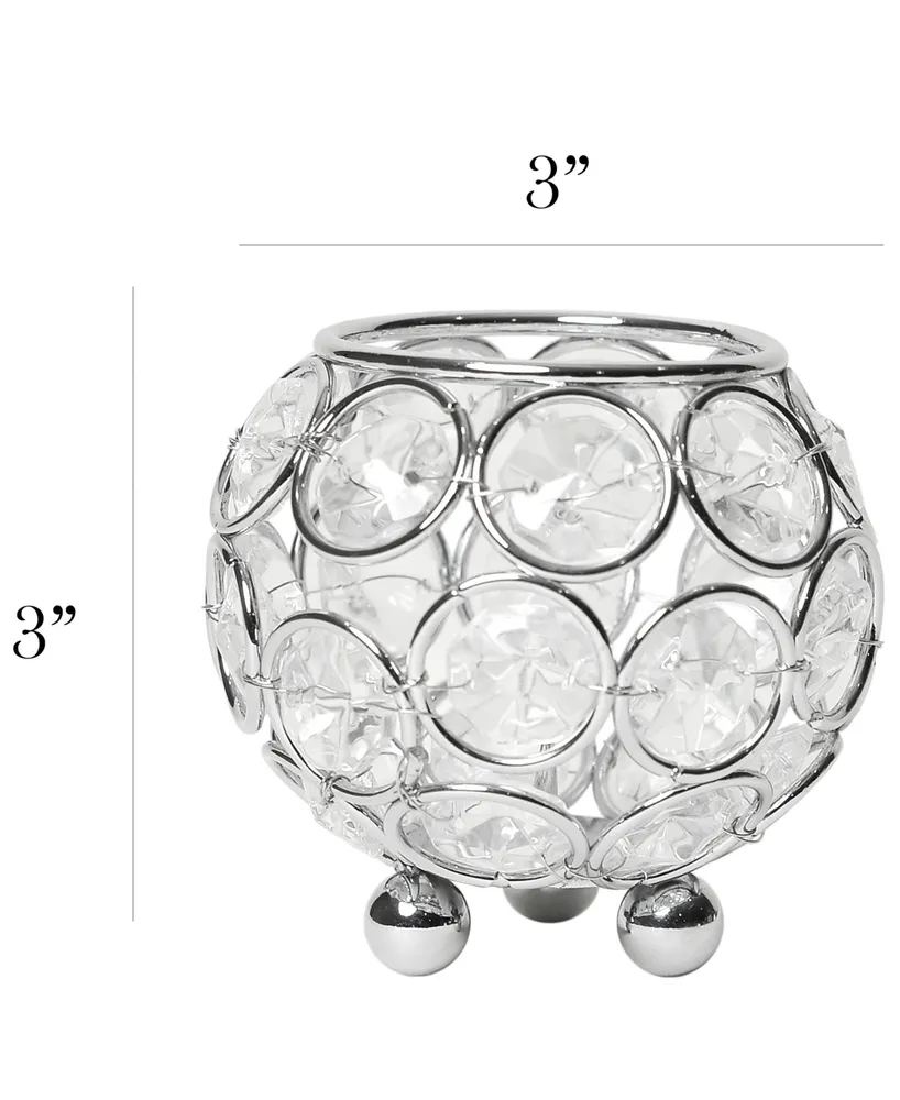 Elegant Designs Elipse Crystal Circular Bowl Candle Holder, Flower Vase