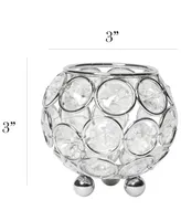 Elegant Designs Elipse Crystal Circular Bowl Candle Holder, Flower Vase