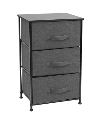 Sorbus Nightstand with 3 Drawers - Steel Frame, Wood Top & Easy Pull Fabric Bins Perfect for Home, Bedroom, Office College Dorm