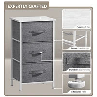 Sorbus Nightstand with 3 Drawers - Steel Frame, Wood Top & Easy Pull Fabric Bins Perfect for Home, Bedroom, Office College Dorm