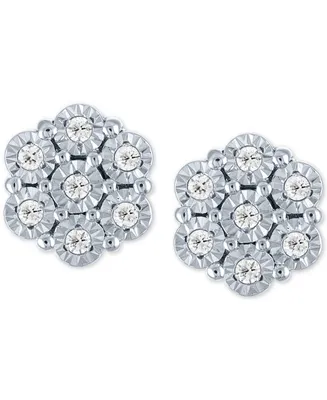 Diamond Cluster Stud Earrings (1/10 ct. t.w.) in Sterling Silver