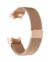 Posh Tech Unisex Fitbit Charge 3 Rose Gold-Tone Stainless Steel Watch Replacement Band - Rose Gold