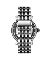 Stuhrling Men's Black - Silver Tone Stainless Steel Bracelet Watch 49mm