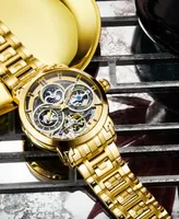 Stuhrling Men's Gold Tone Stainless Steel Bracelet Watch 47mm