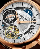 Stuhrling Men's Brown Leather Strap Watch 42mm