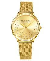 Stuhrling Women's Gold Tone Mesh Stainless Steel Bracelet Watch 38mm