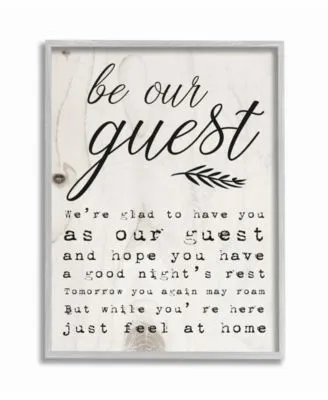 Stupell Industries Be Our Guest Poem Cursive Gray Framed Texturized Art Collection