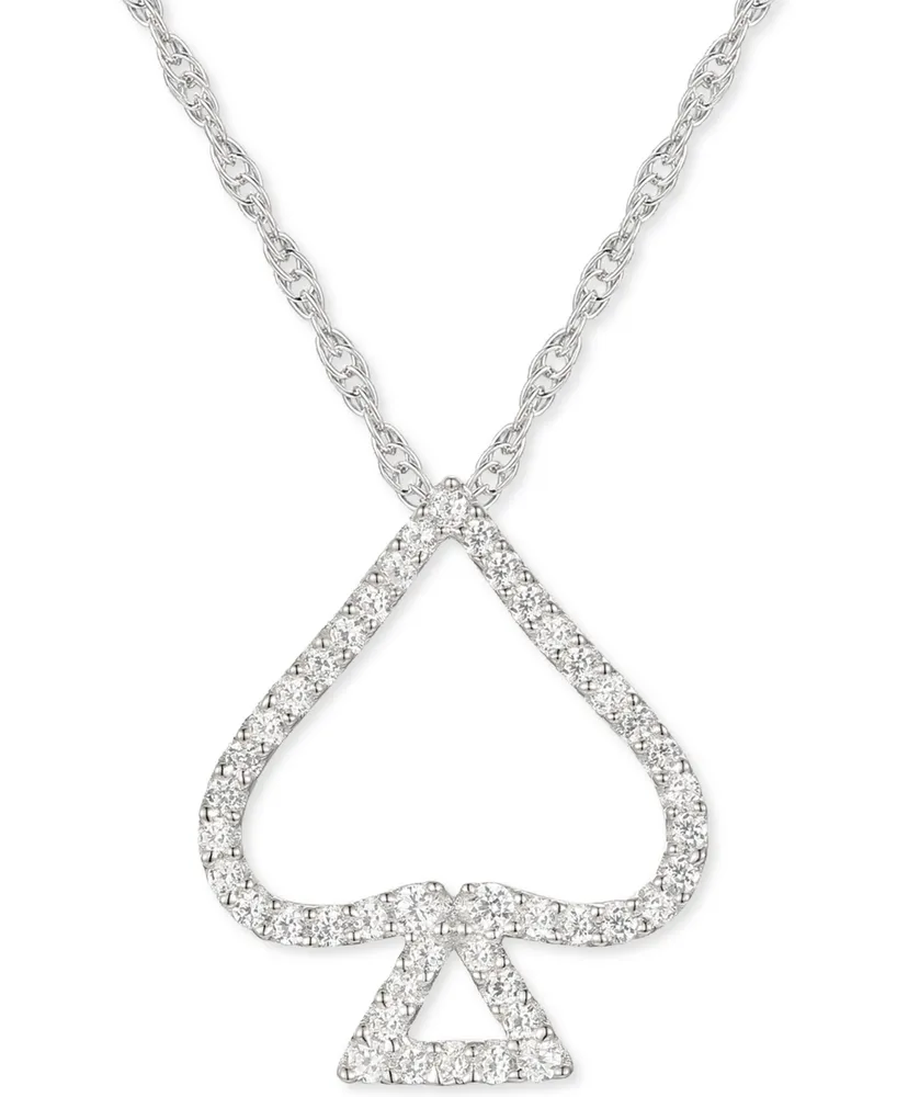 Diamond Spade 18" Open Pendant Necklace (1/4 ct. t.w.) in Sterling Silver