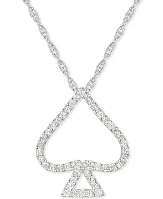 Diamond Spade 18" Open Pendant Necklace (1/4 ct. t.w.) in Sterling Silver