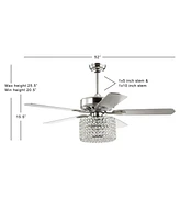 Brandy 52" 3-Light Crystal Prism Drum Led Ceiling Fan with Remote