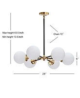 Caleb Adjustable 6-Light 28" Brass Cluster Pendant